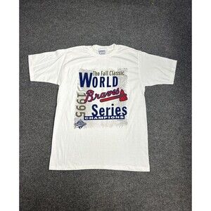 Vtg Atlanta Braves 1995 World Series Champions Single Stitch T Shirt Size Large
